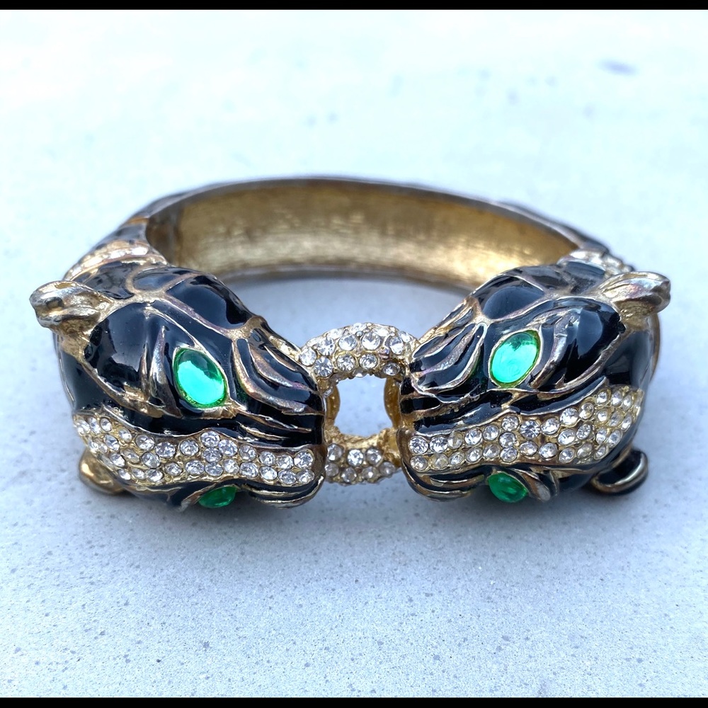 Ciner Black Enamel Double Panther/Foo Dog Head